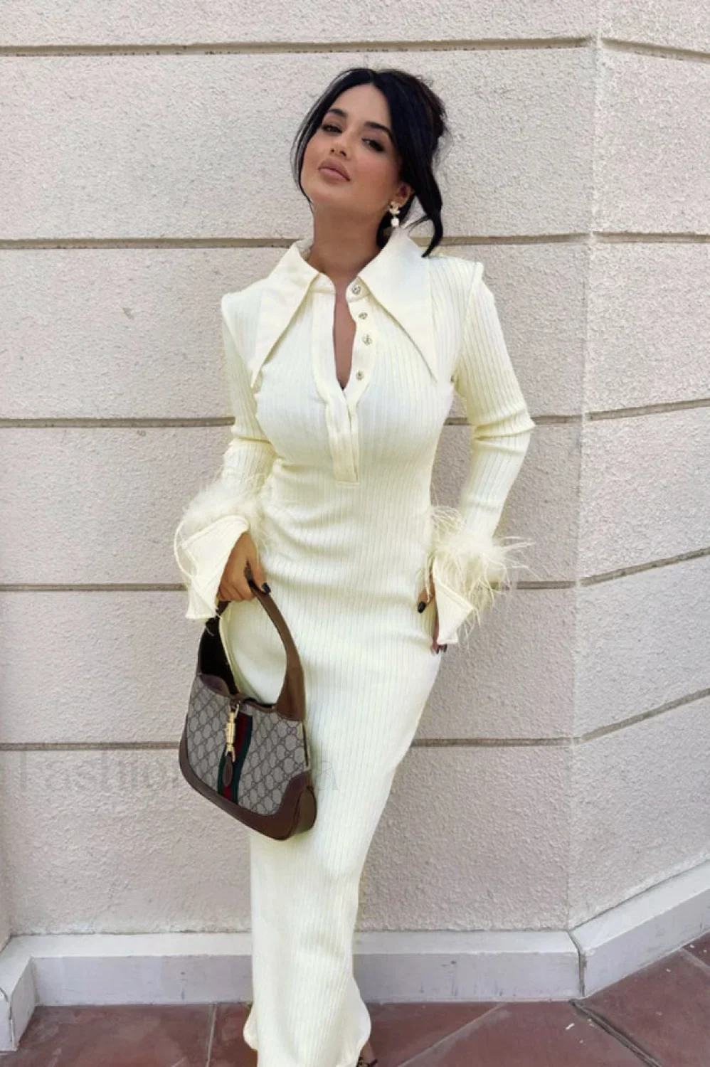 Vallance Feather Stylish Trim Maxi Dress - Image 9