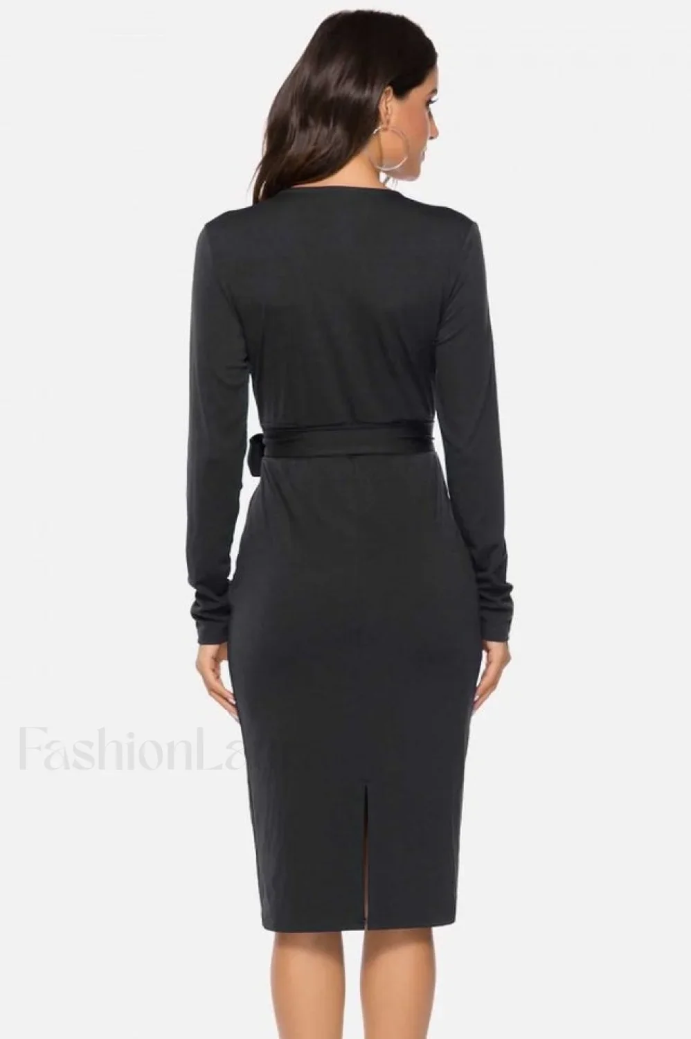 V Neck Wrap Charming Tied Waist Slit Dress - Image 10