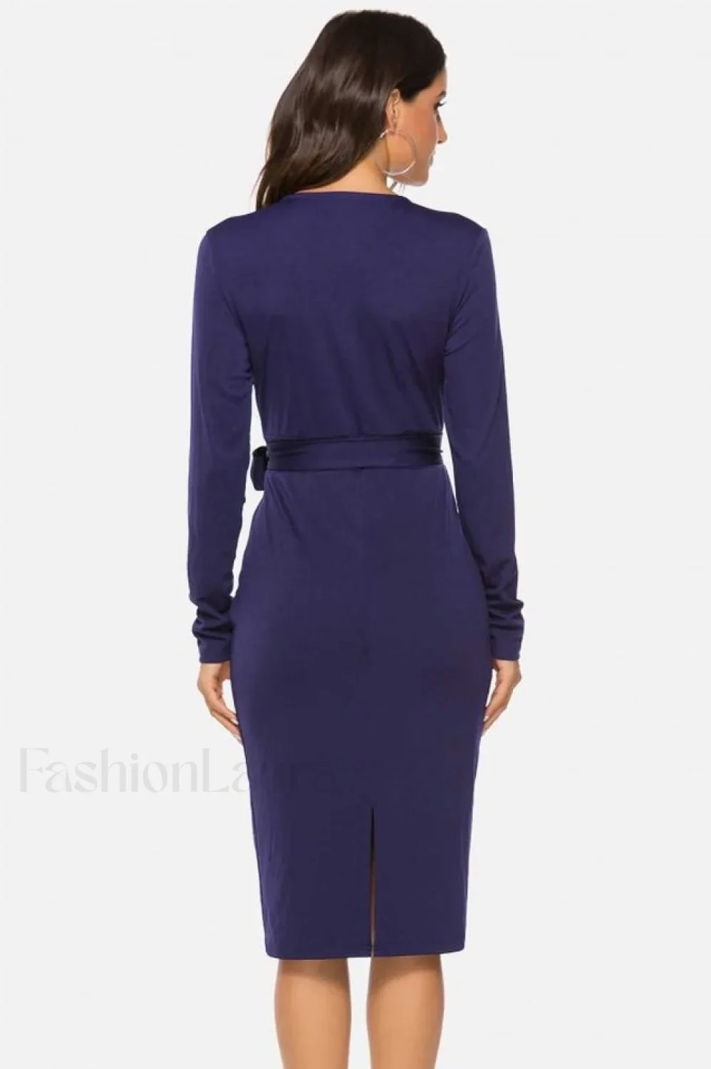 V Neck Wrap Charming Tied Waist Slit Dress - Image 2