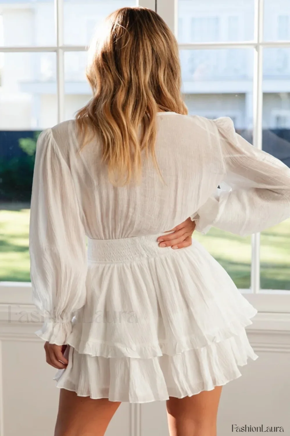 V Neck Stylish Summer Mini Dress - Image 36