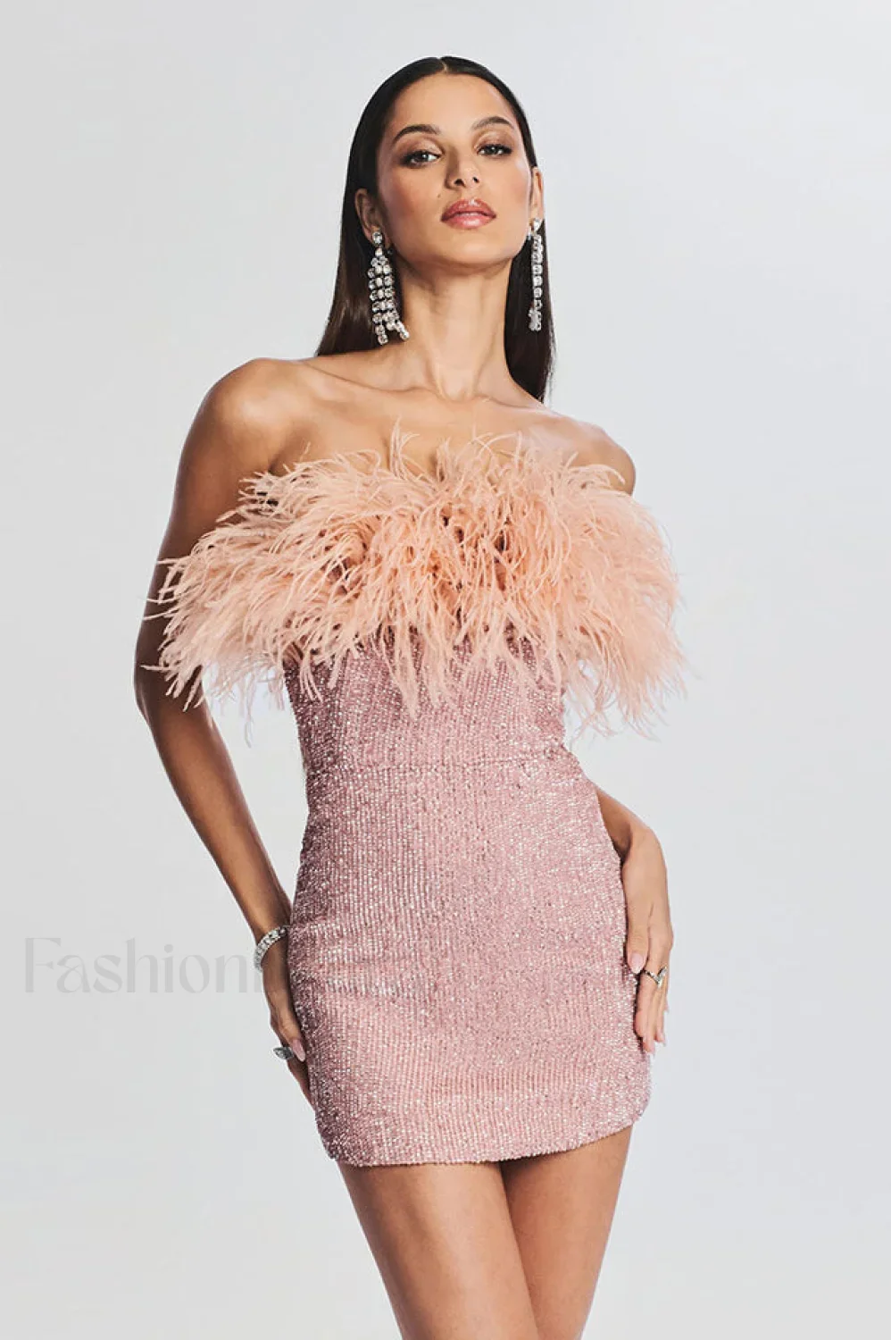 Torin Sequin Stylish Feather Dress - Image 17