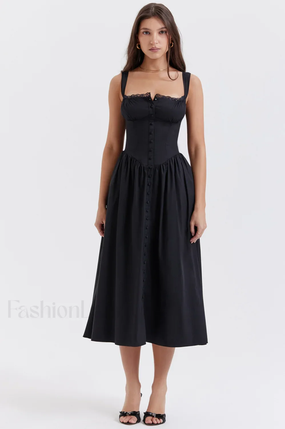 Tatiana Black Stylish Midi Sundress