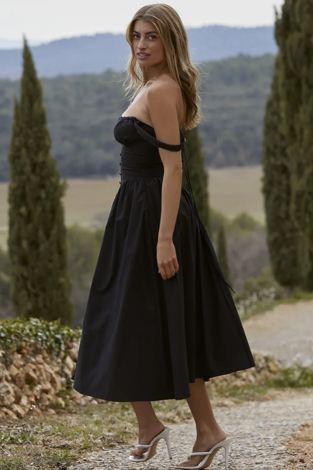 Tatiana Black Stylish Midi Sundress - Image 11