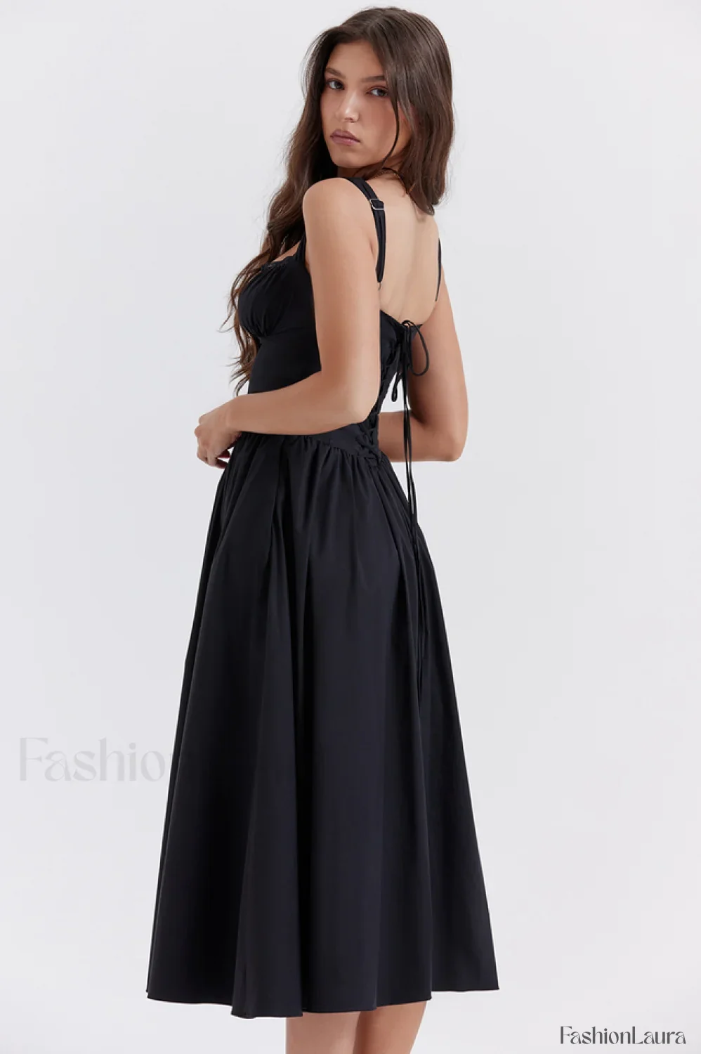 Tatiana Black Stylish Midi Sundress - Image 18