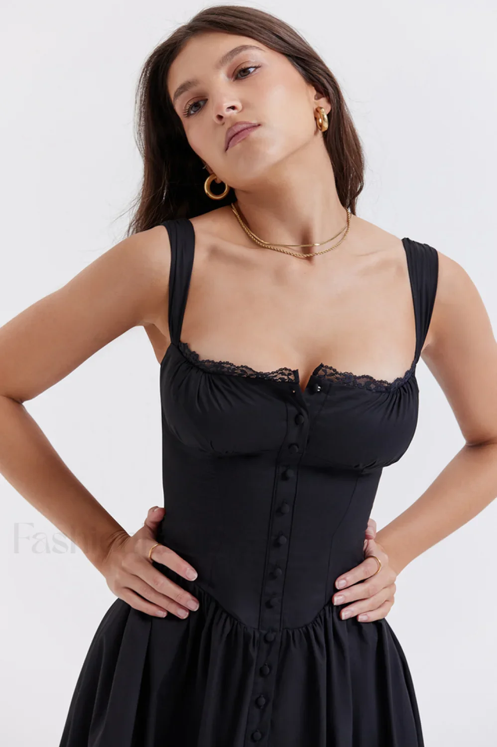 Tatiana Black Stylish Midi Sundress - Image 6