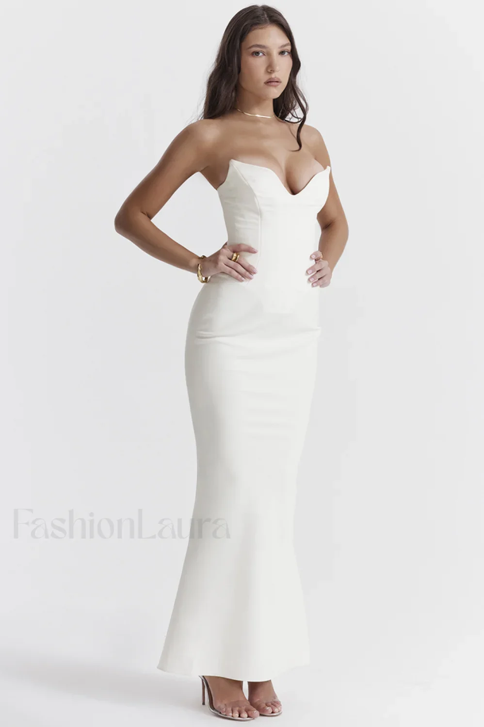 Tamara Ivory Stylish Strapless Corset Dress - Image 22