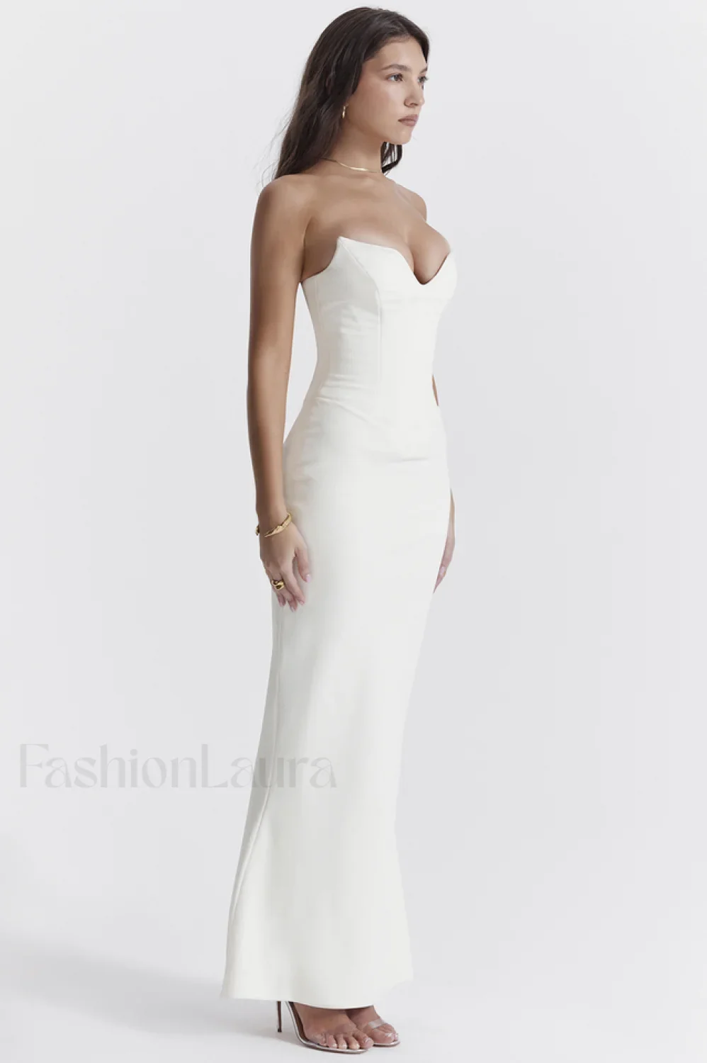 Tamara Ivory Stylish Strapless Corset Dress - Image 23