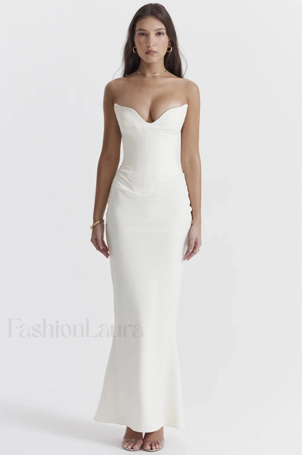 Tamara Ivory Stylish Strapless Corset Dress - Image 24