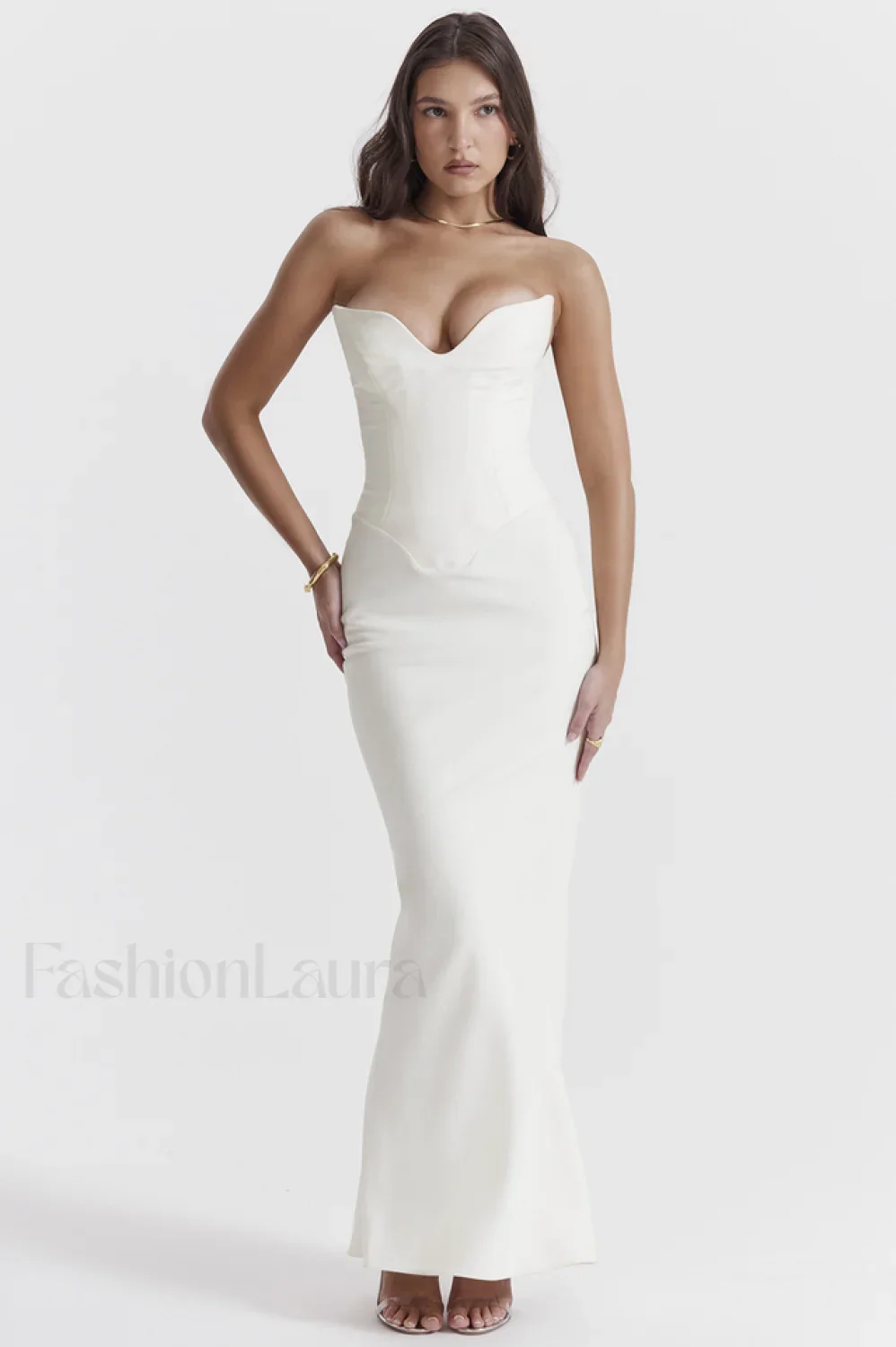 Tamara Ivory Stylish Strapless Corset Dress - Image 26