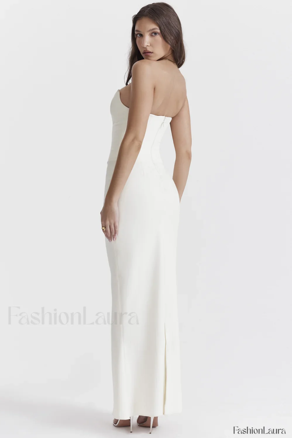 Tamara Ivory Stylish Strapless Corset Dress - Image 34