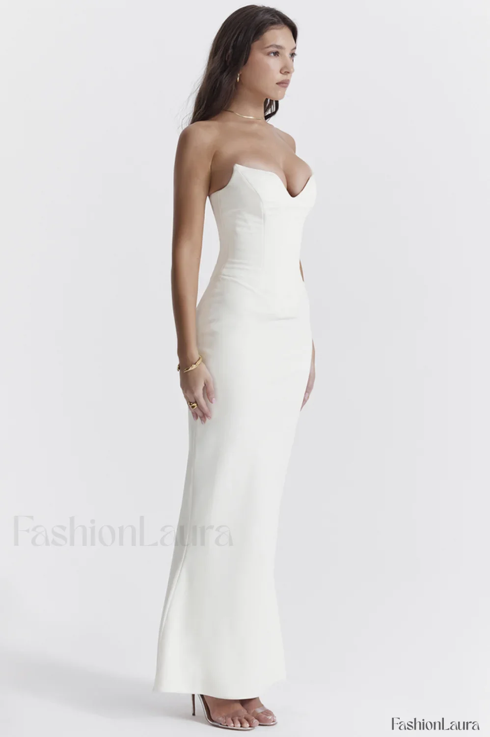 Tamara Ivory Stylish Strapless Corset Dress - Image 36