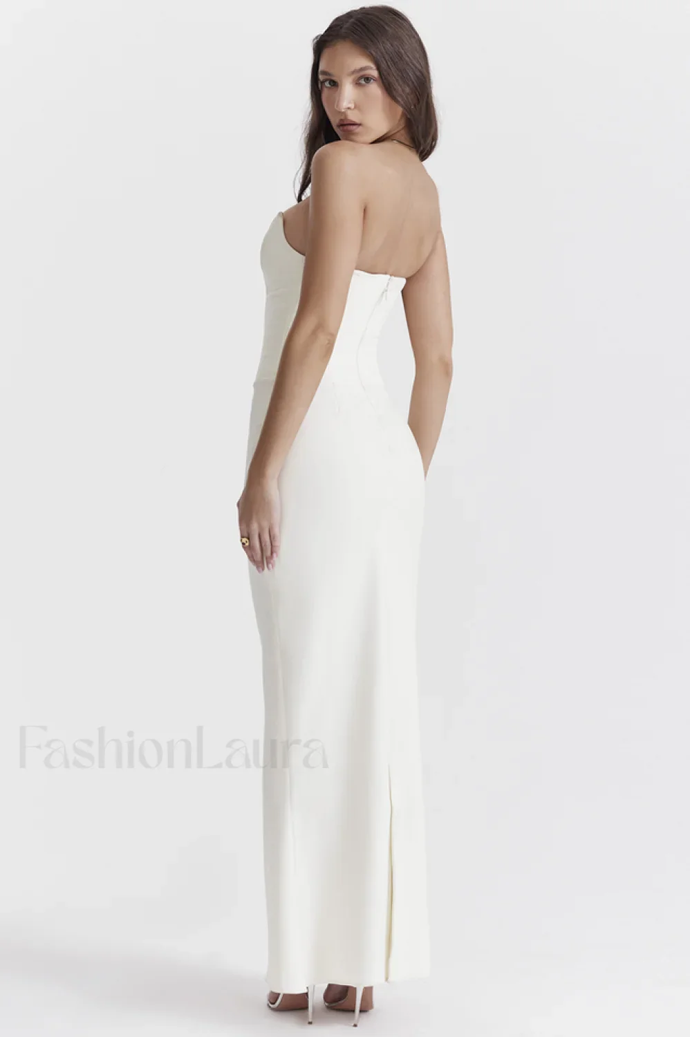 Tamara Ivory Stylish Strapless Corset Dress - Image 6