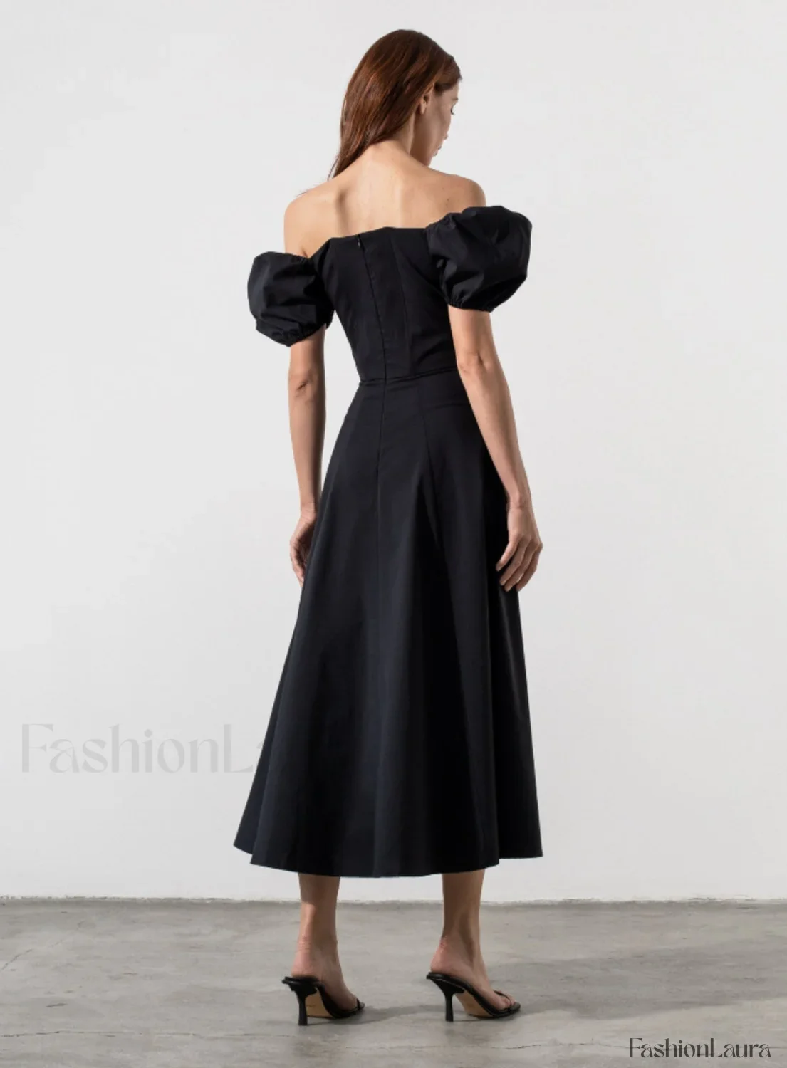 Tallulah White Puff Charming Sleeve Midi Dress - Image 36