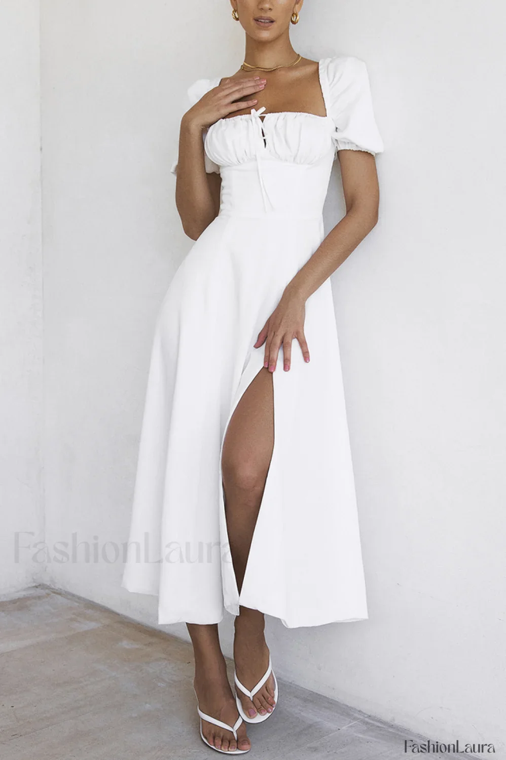 Tallulah Floral Puff Charming Sleeve Midi Dress - Image 121