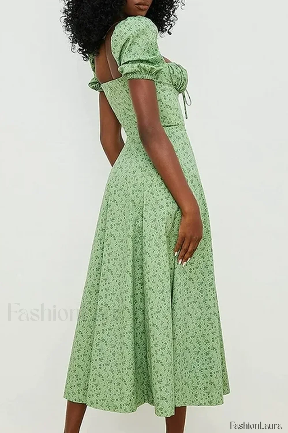 Tallulah Floral Puff Charming Sleeve Midi Dress - Image 122
