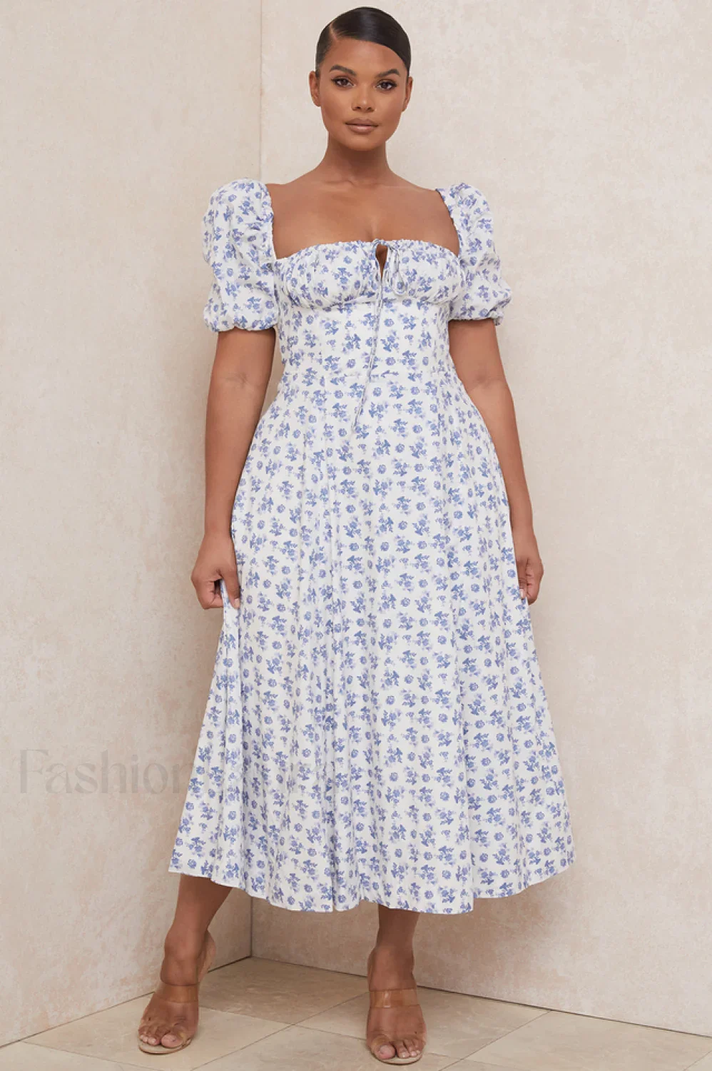 Tallulah Floral Puff Charming Sleeve Midi Dress - Image 13