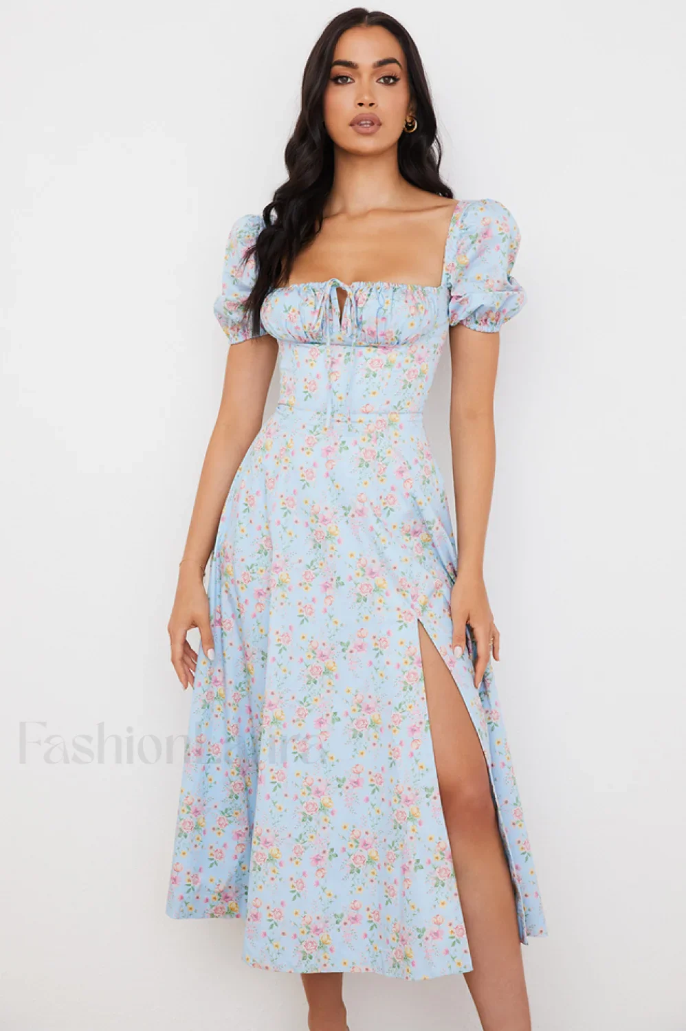 Tallulah Floral Puff Charming Sleeve Midi Dress - Image 16