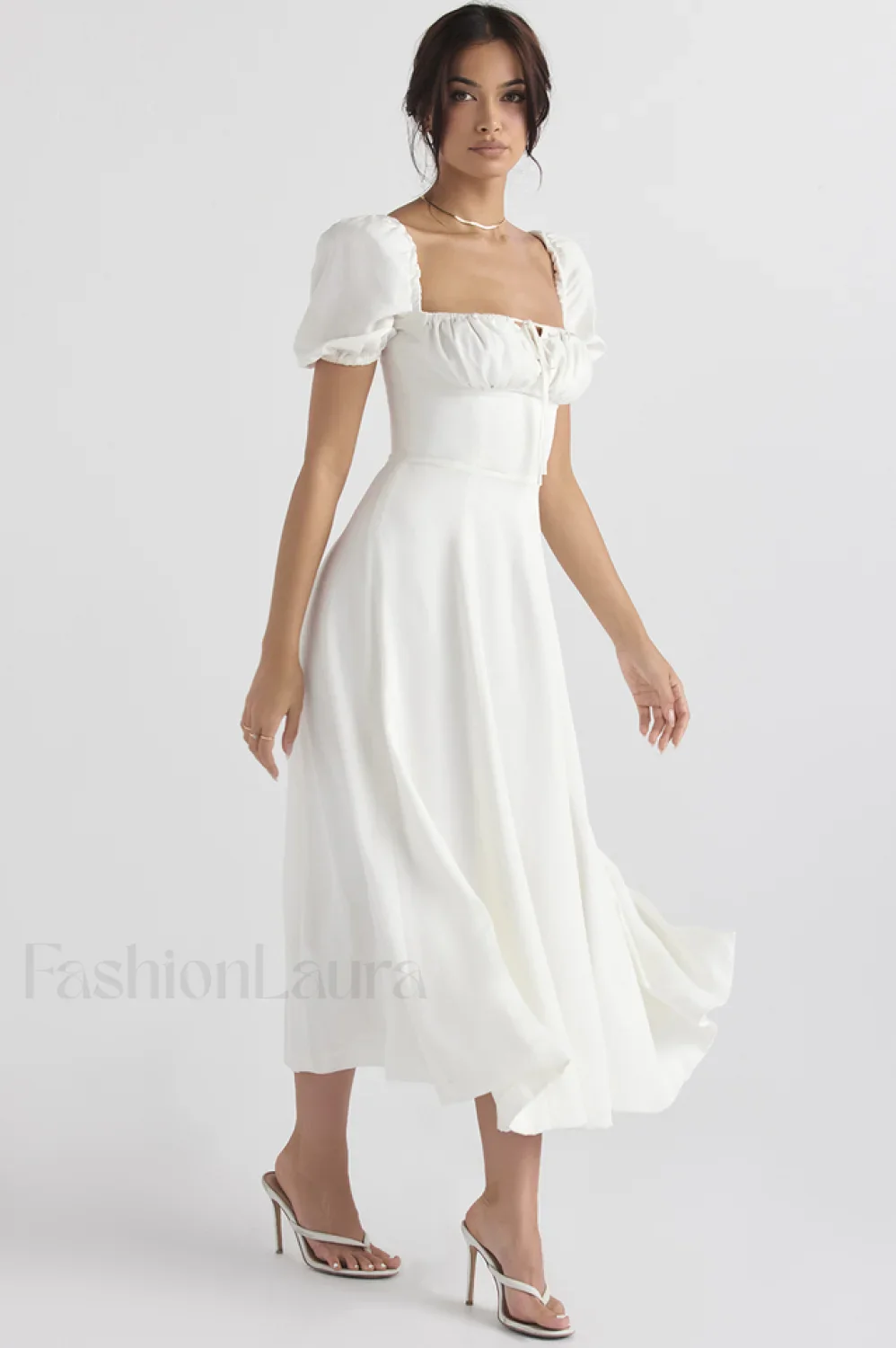 Tallulah Floral Puff Charming Sleeve Midi Dress - Image 51