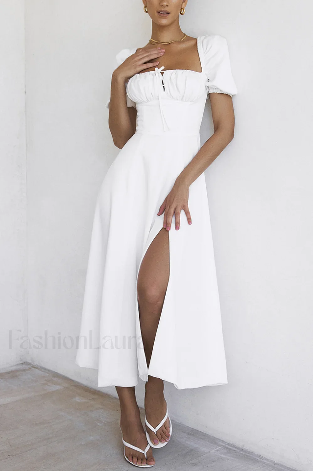 Tallulah Floral Puff Charming Sleeve Midi Dress - Image 56