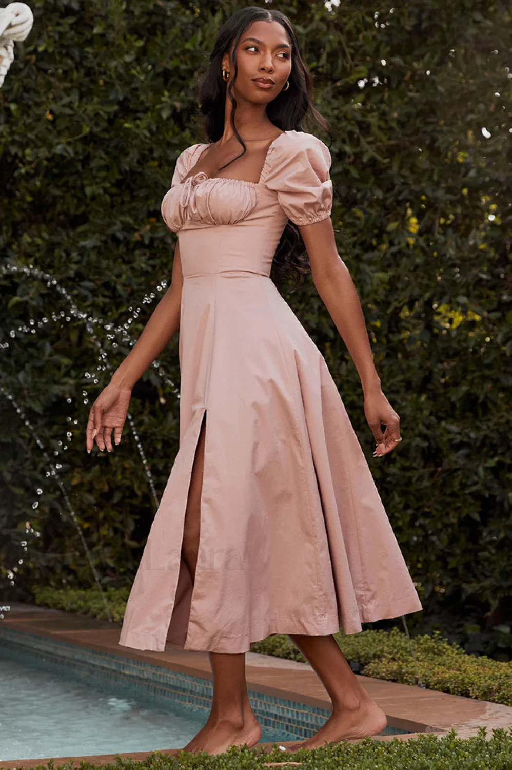 Tallulah Floral Puff Charming Sleeve Midi Dress - Image 62