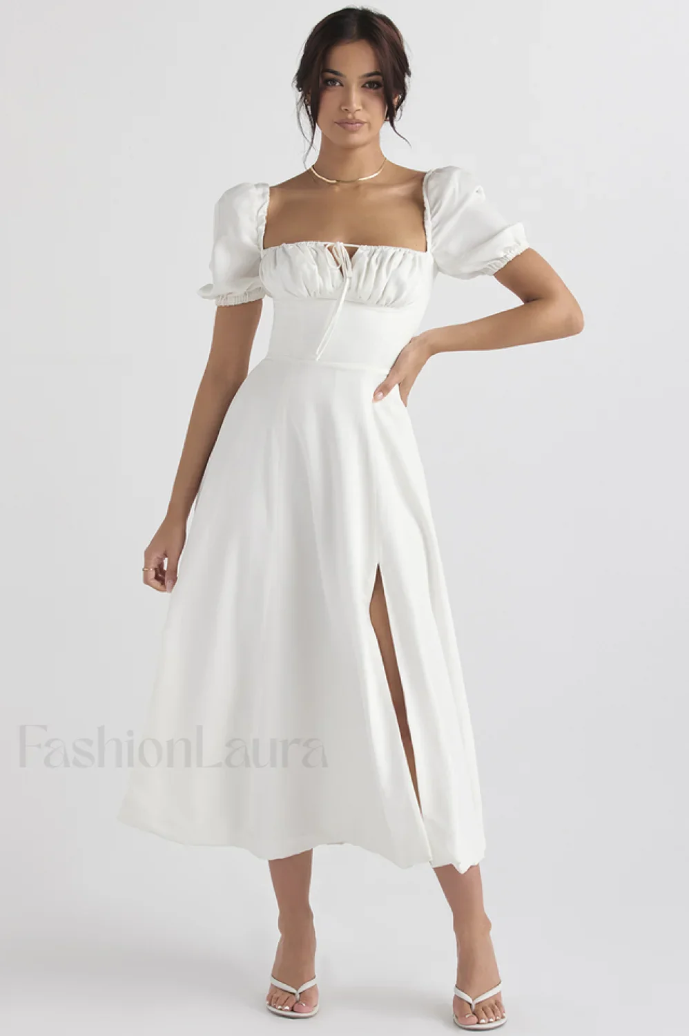 Tallulah Floral Puff Charming Sleeve Midi Dress - Image 69