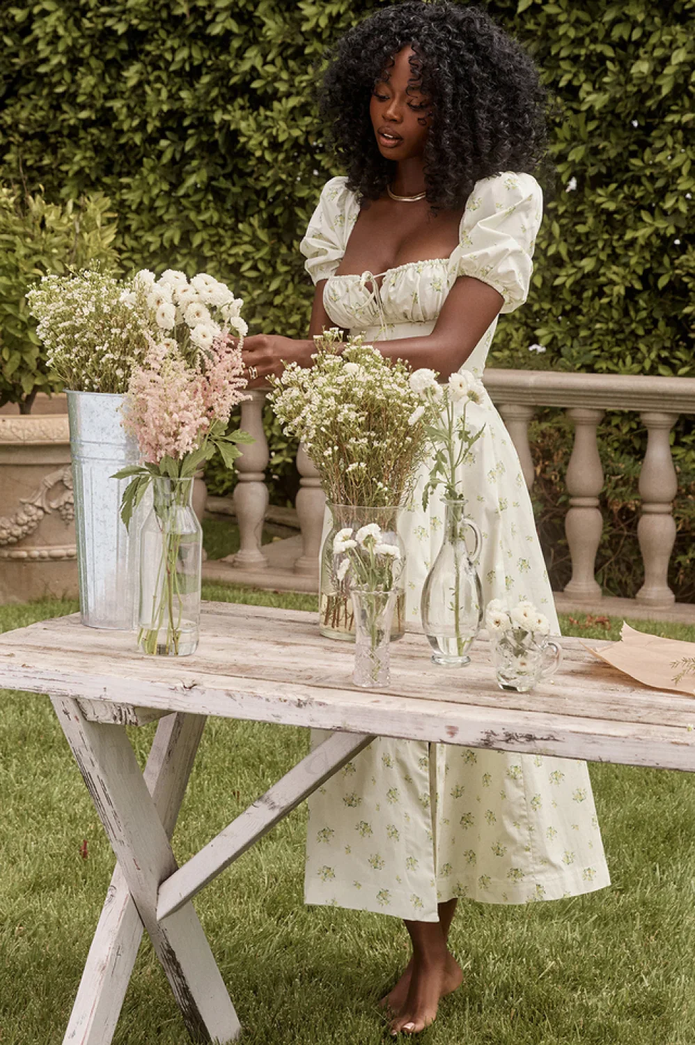 Tallulah Floral Puff Charming Sleeve Midi Dress - Image 88