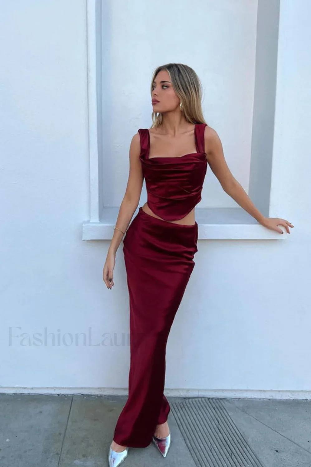 Sydel Satin Bias Charming Cut Maxi Skirt Set - Image 20