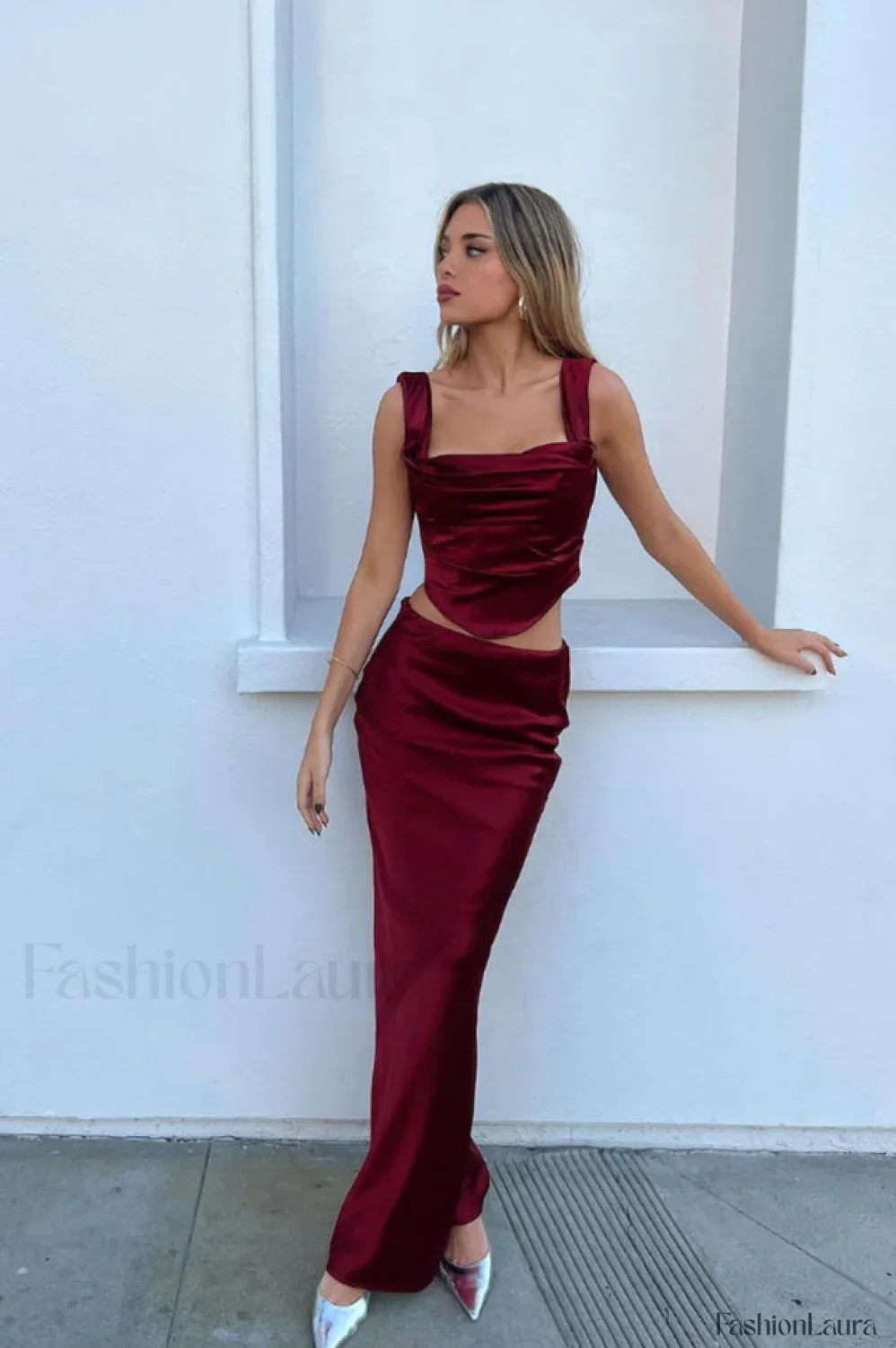 Sydel Satin Bias Charming Cut Maxi Skirt Set - Image 32
