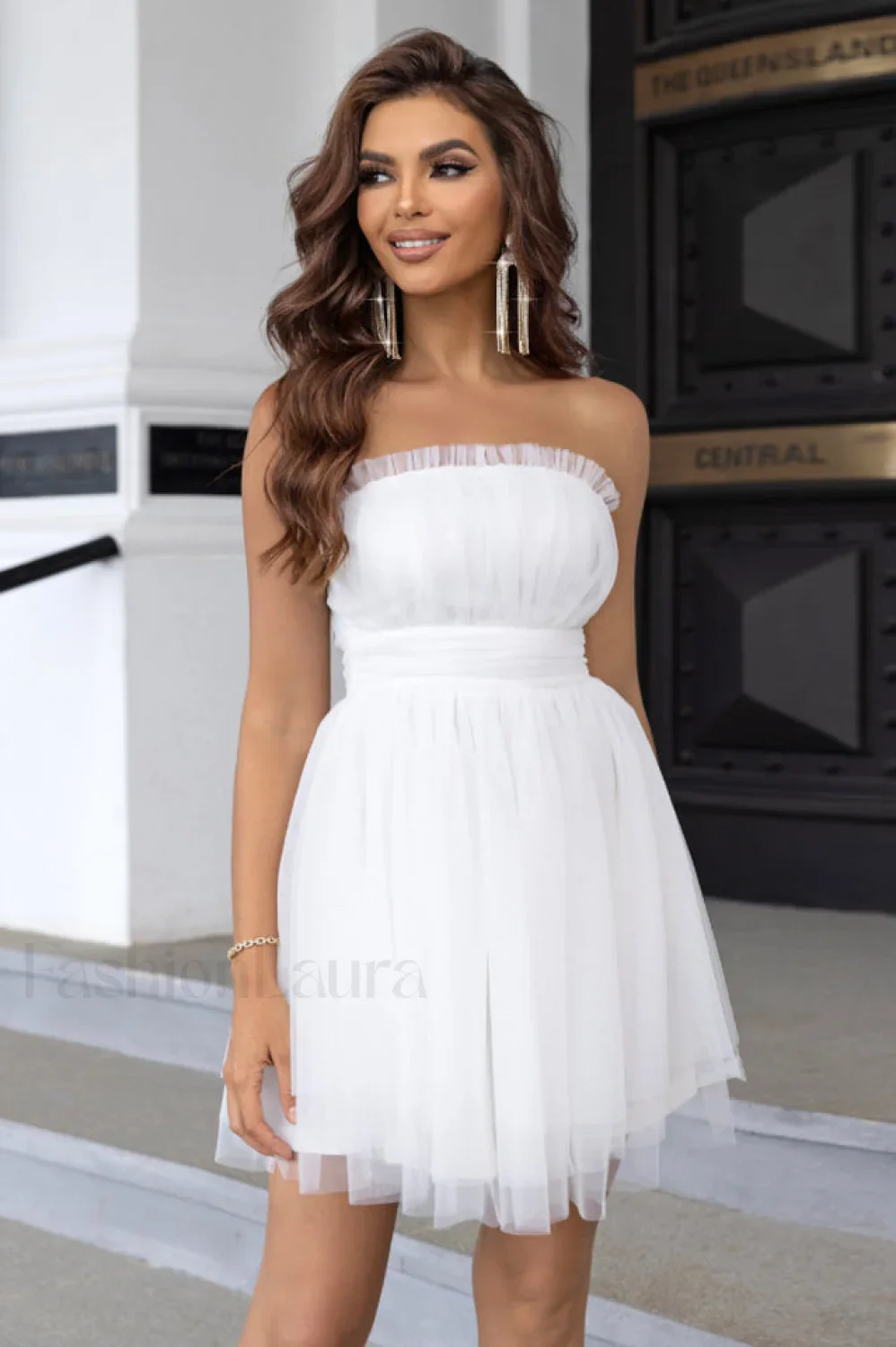 Strapless A Line Charming Tulle Homecoming Dress - Image 5