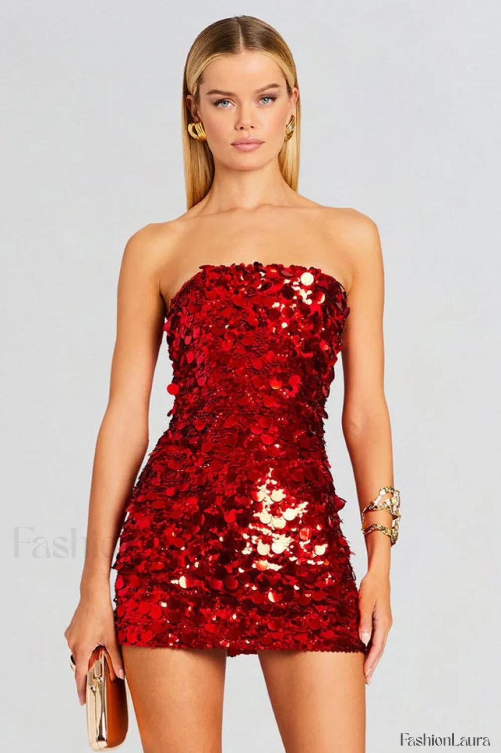 Stergiani Sequin Stylish Strapless Mini Dress - Image 32