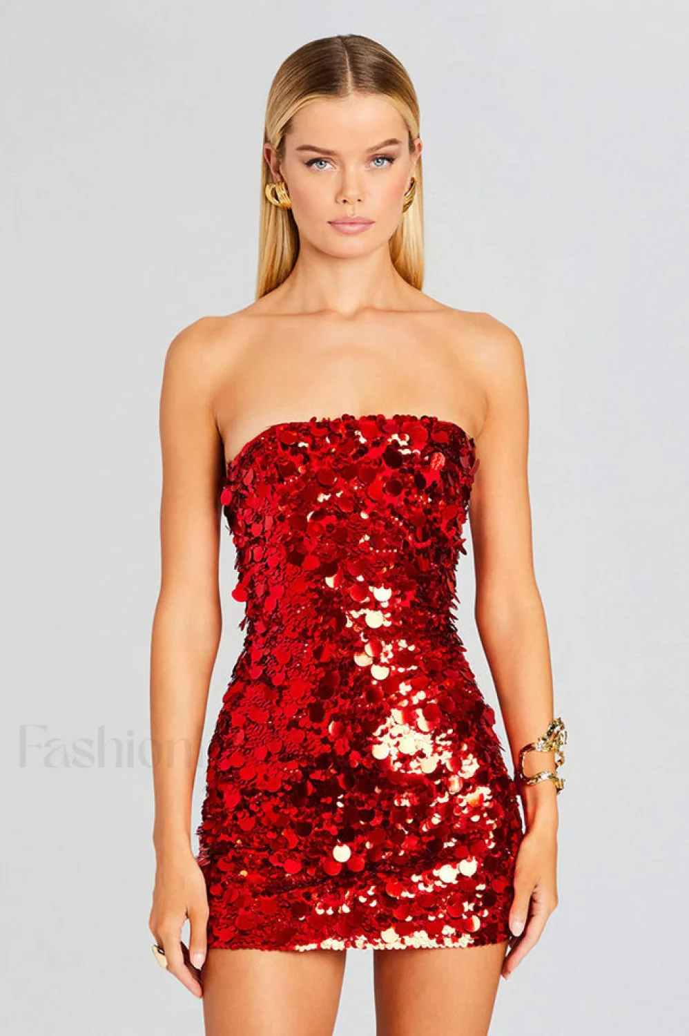 Stergiani Sequin Stylish Strapless Mini Dress - Image 6