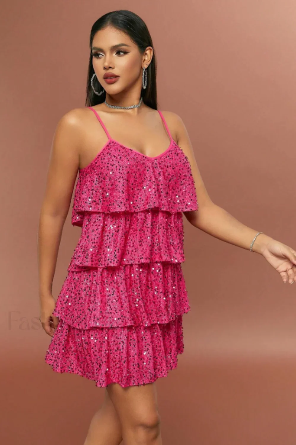 Sparkly Layered Cake Charming Cami Party Dress - Image 3