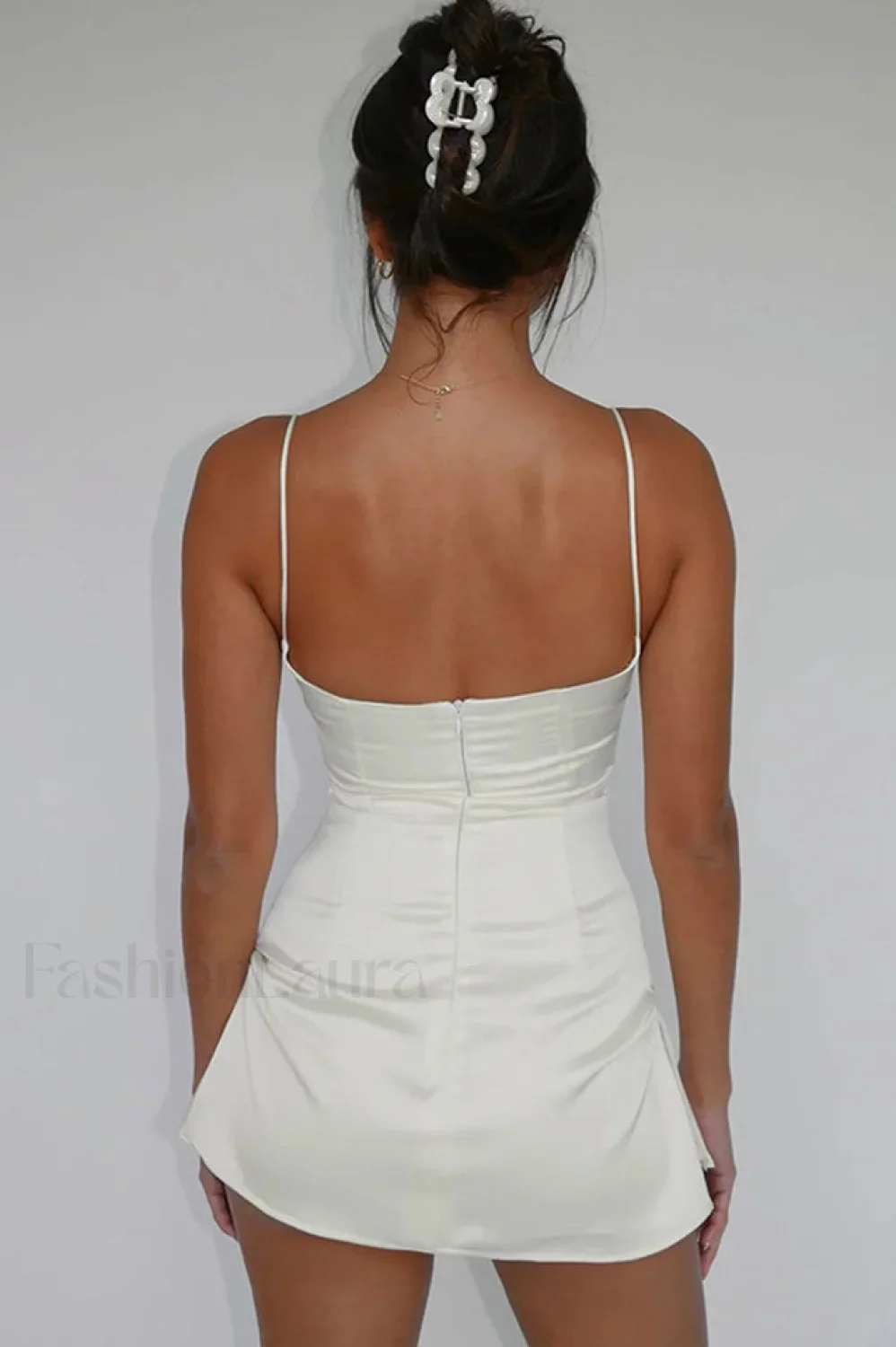 Spaghetti Strap Stylish Mini Satin Dress - Image 7