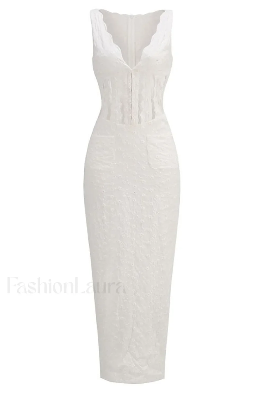 Sophina English Embroidery Charming Deep V Maxi Dress - Image 13