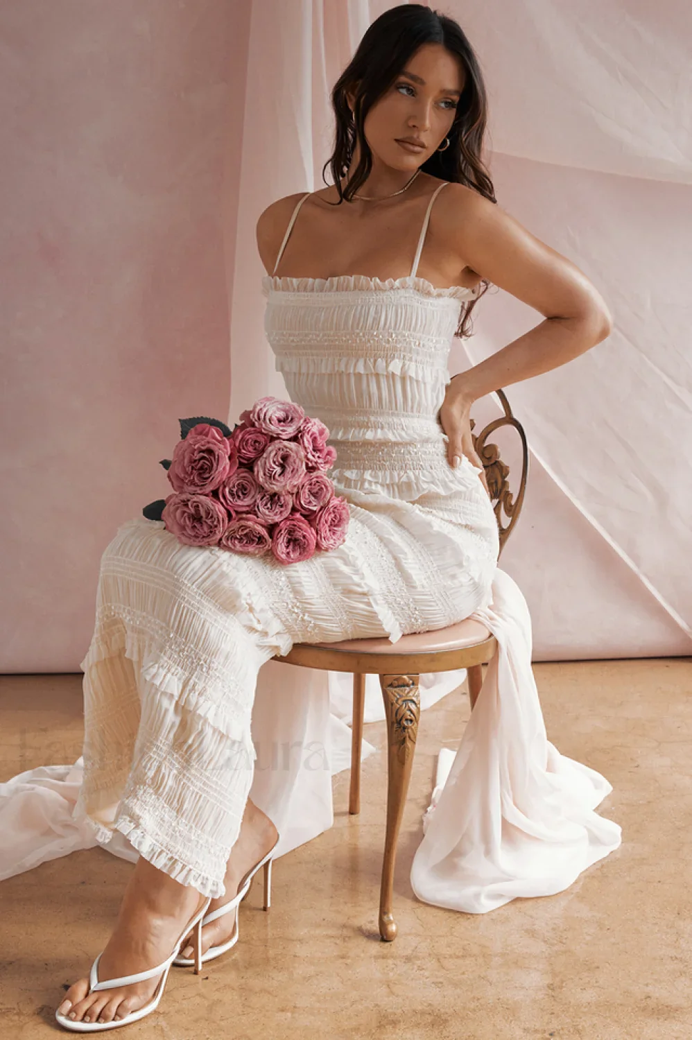 Solana Ivory Sequin Charming Pleat Maxi Dress - Image 13