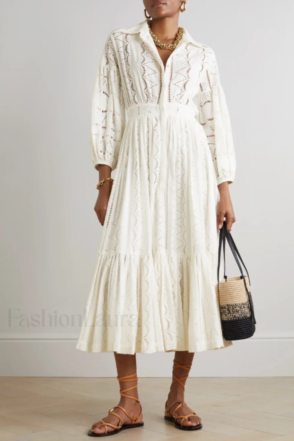 Sienna Tiered Broderie Charming Anglaise Midi Dress - Image 2