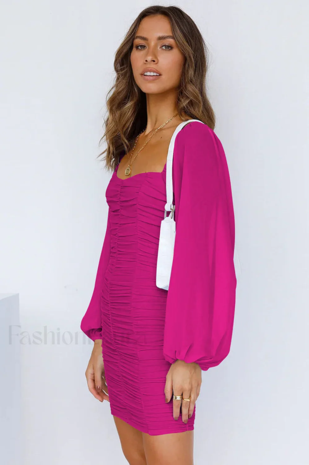 She's Angelic Stylish Ruched Mini Dress - Image 49