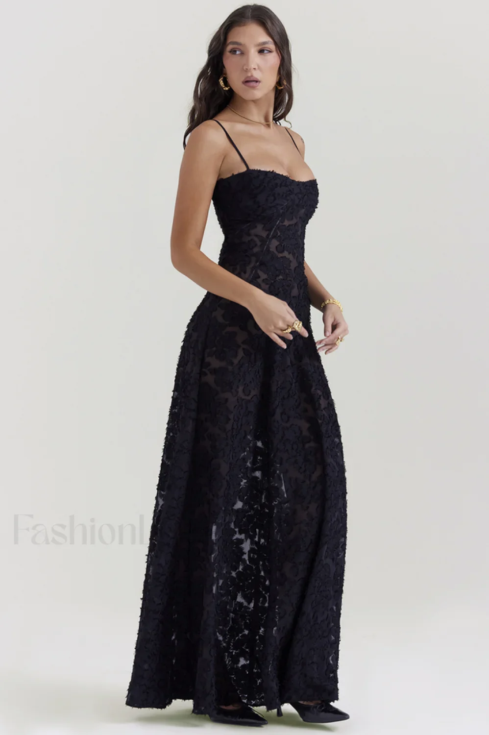 Serena Vintage Black Charming Printed Maxi Dress - Image 3