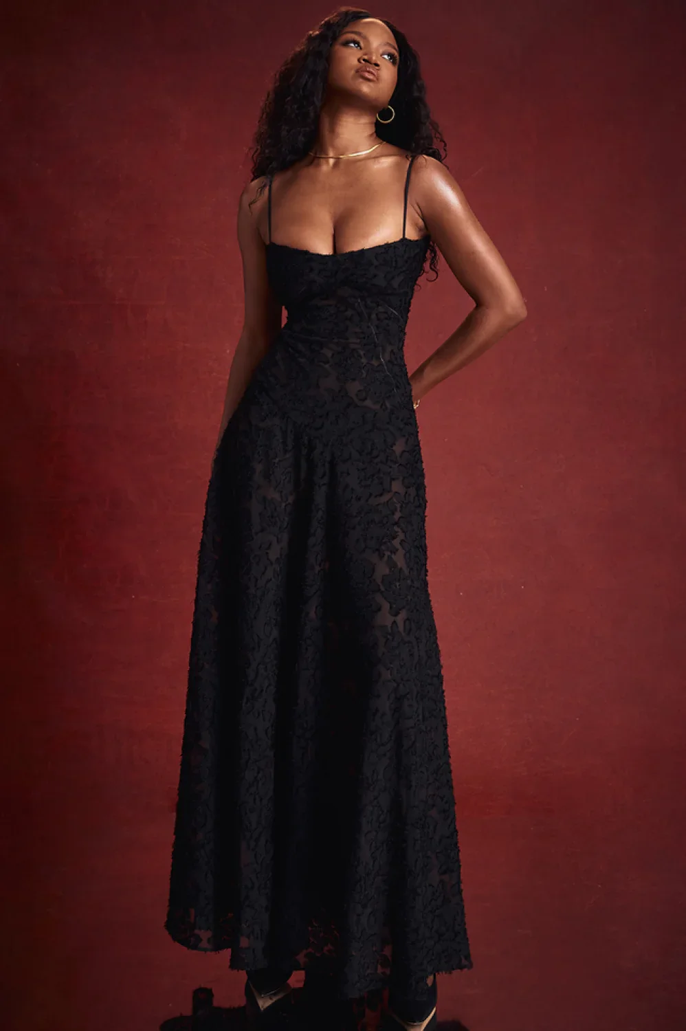 Serena Vintage Black Charming Printed Maxi Dress - Image 5
