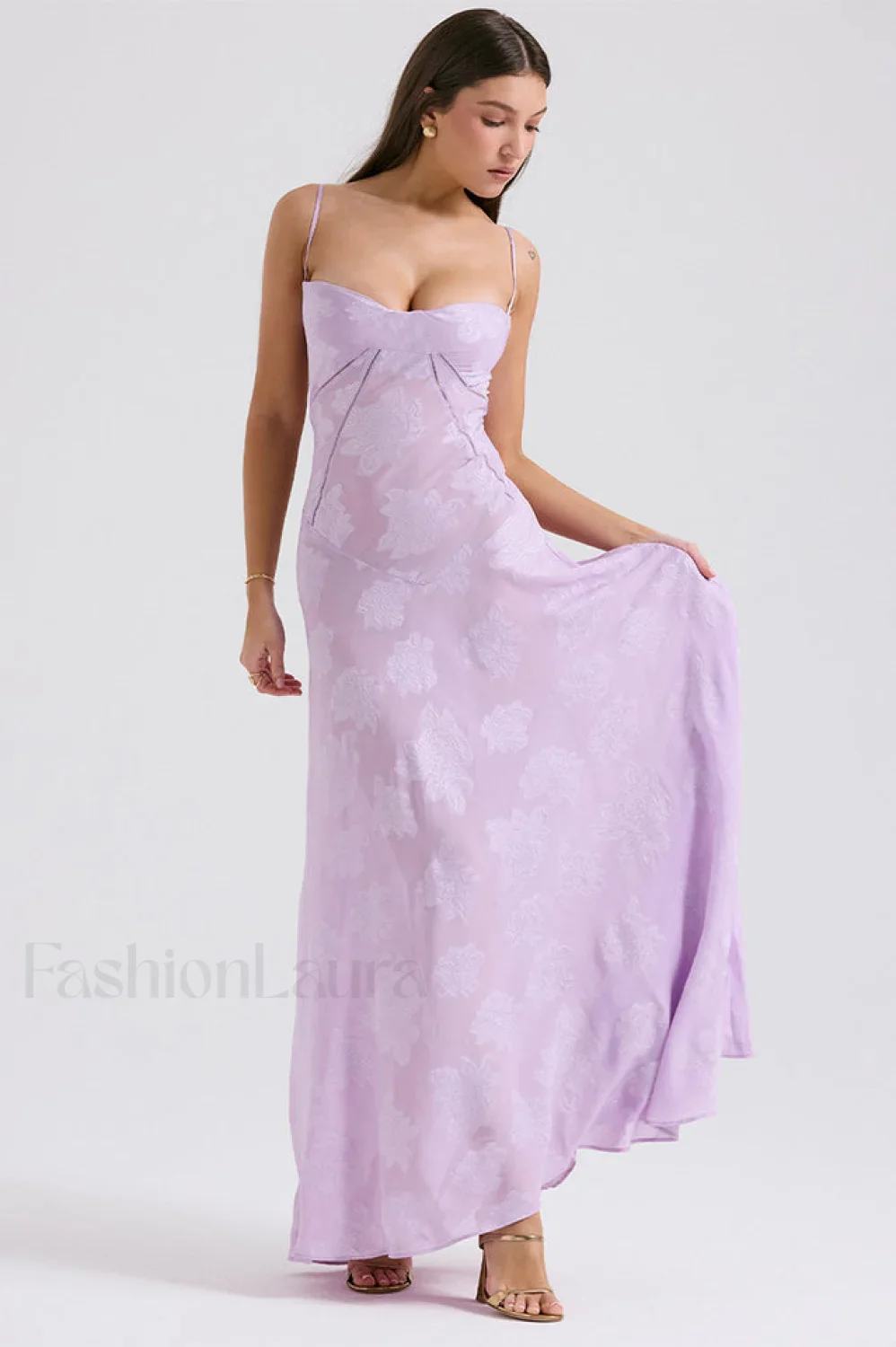 Serena Retro Purple Charming Printed Maxi Dress - Image 29