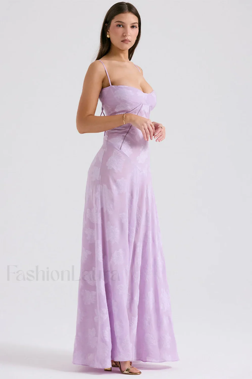 Serena Retro Purple Charming Printed Maxi Dress - Image 4