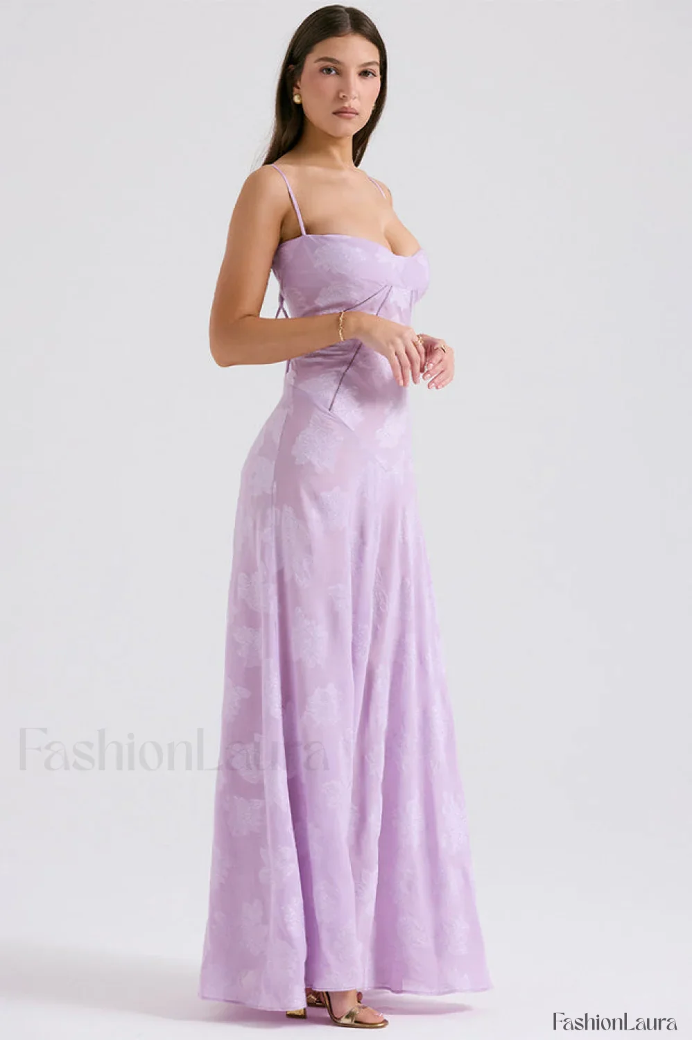 Serena Retro Purple Charming Printed Maxi Dress - Image 46