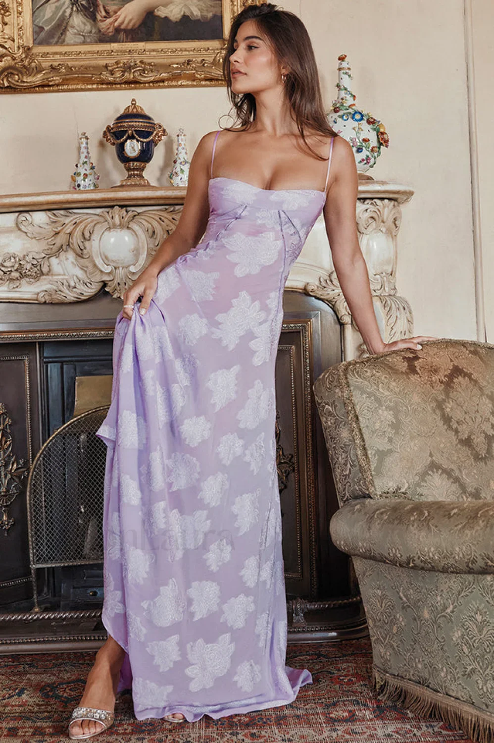 Serena Retro Purple Charming Printed Maxi Dress - Image 7