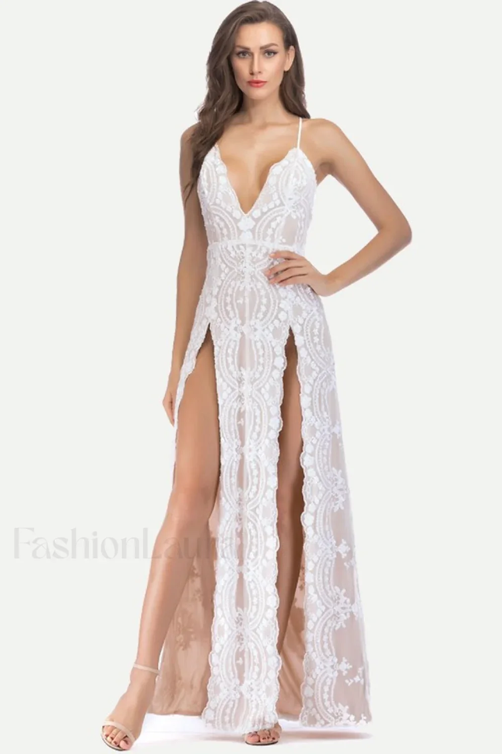Sequin Slit Glitter Charming Maxi Evening Party Dress - Image 6