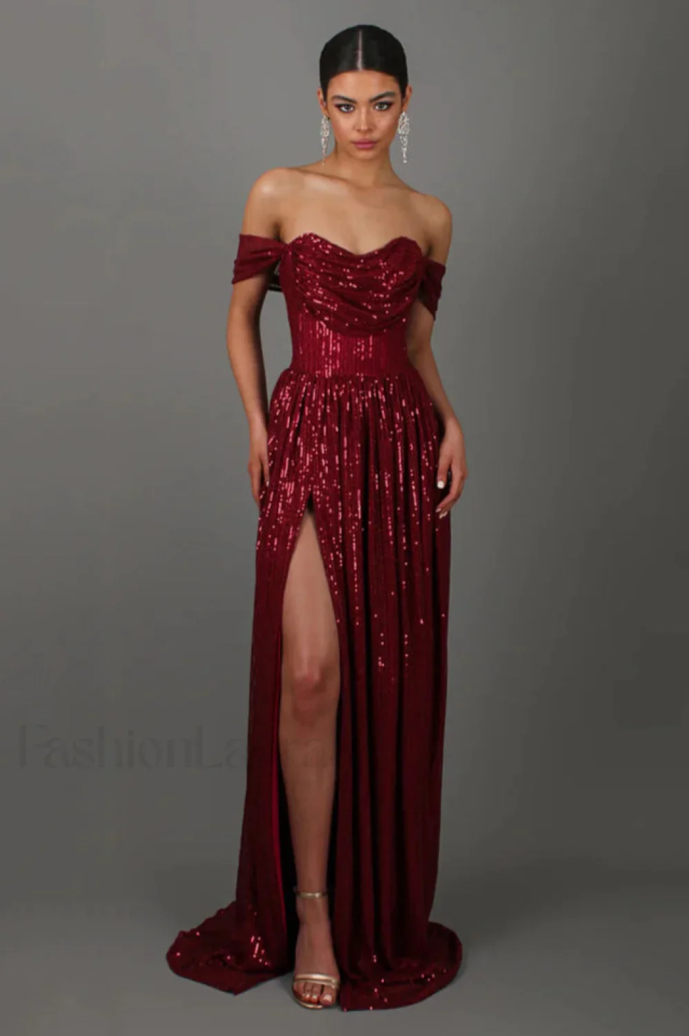 Sequin Dress With Charming Corset & Arm Drapes - Image 10