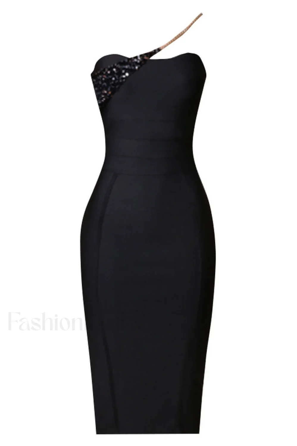Savina One Shoulder Charming Midi Bandage Dress - Image 13
