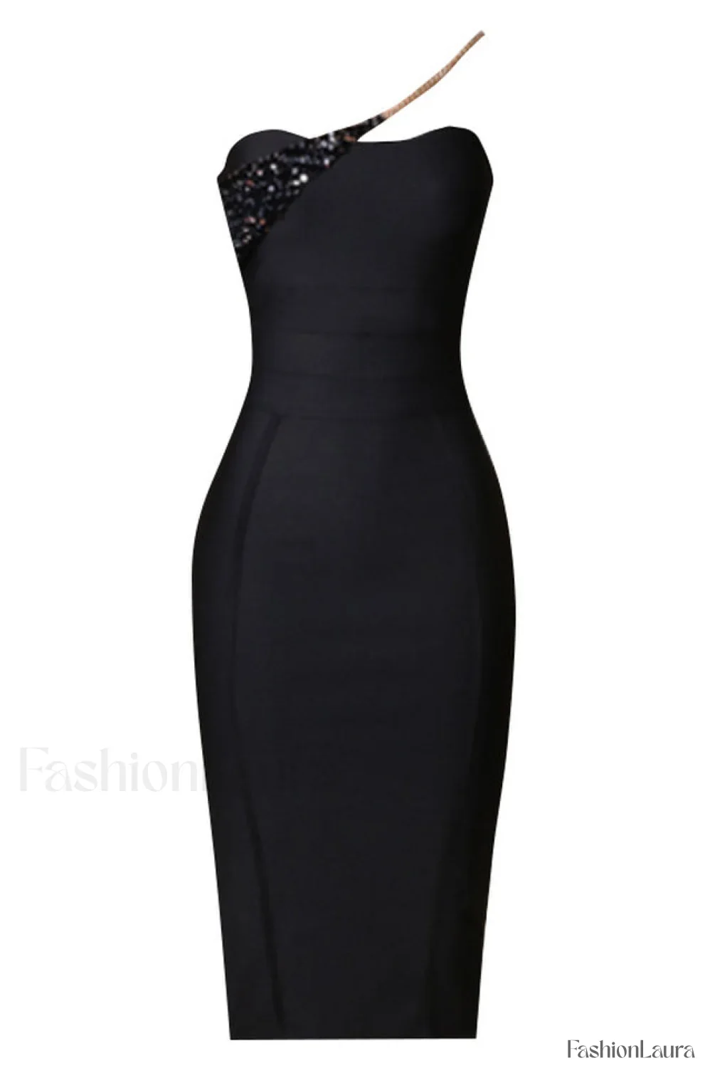 Savina One Shoulder Charming Midi Bandage Dress - Image 27