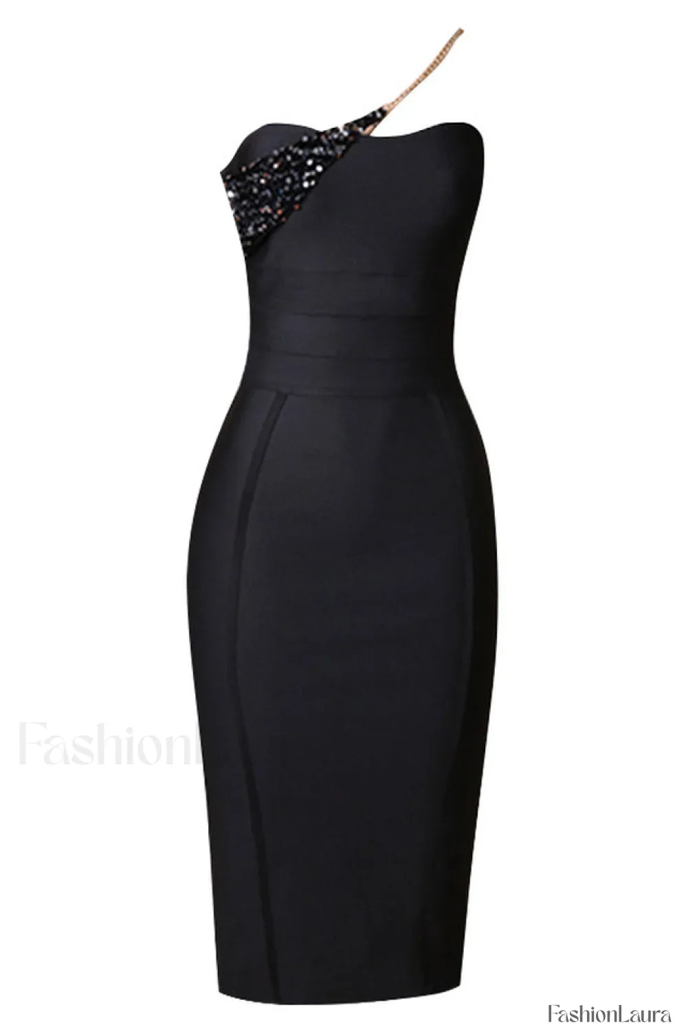 Savina One Shoulder Charming Midi Bandage Dress - Image 29