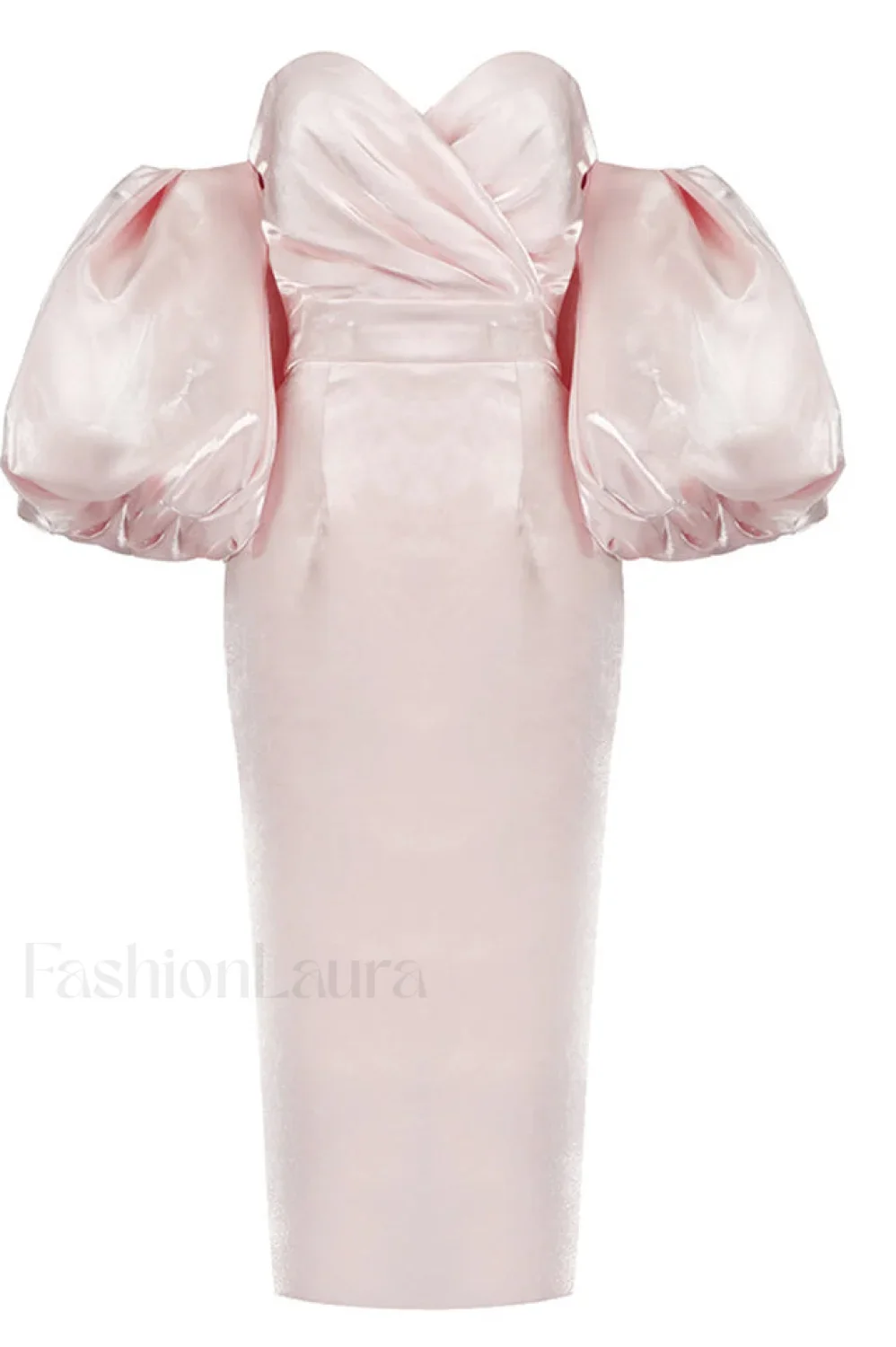 Satin Strapless Stylish Midi Dress - Image 11