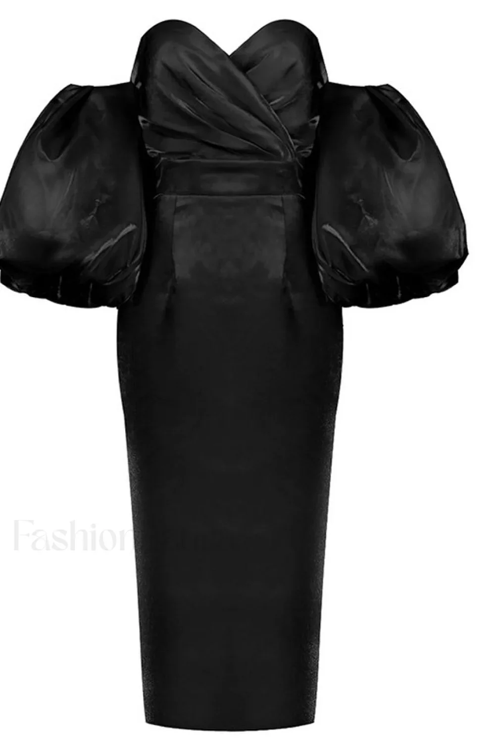 Satin Strapless Stylish Midi Dress - Image 15